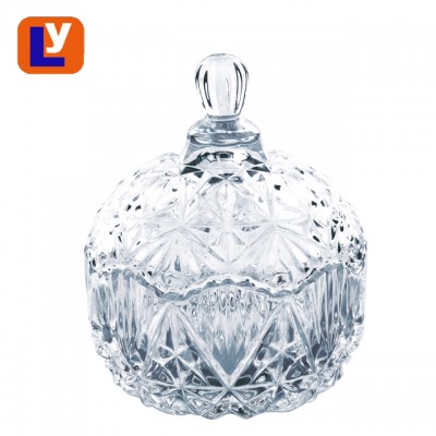 LY-TG002 COVERED CLEAR GLASS CANDY DISH