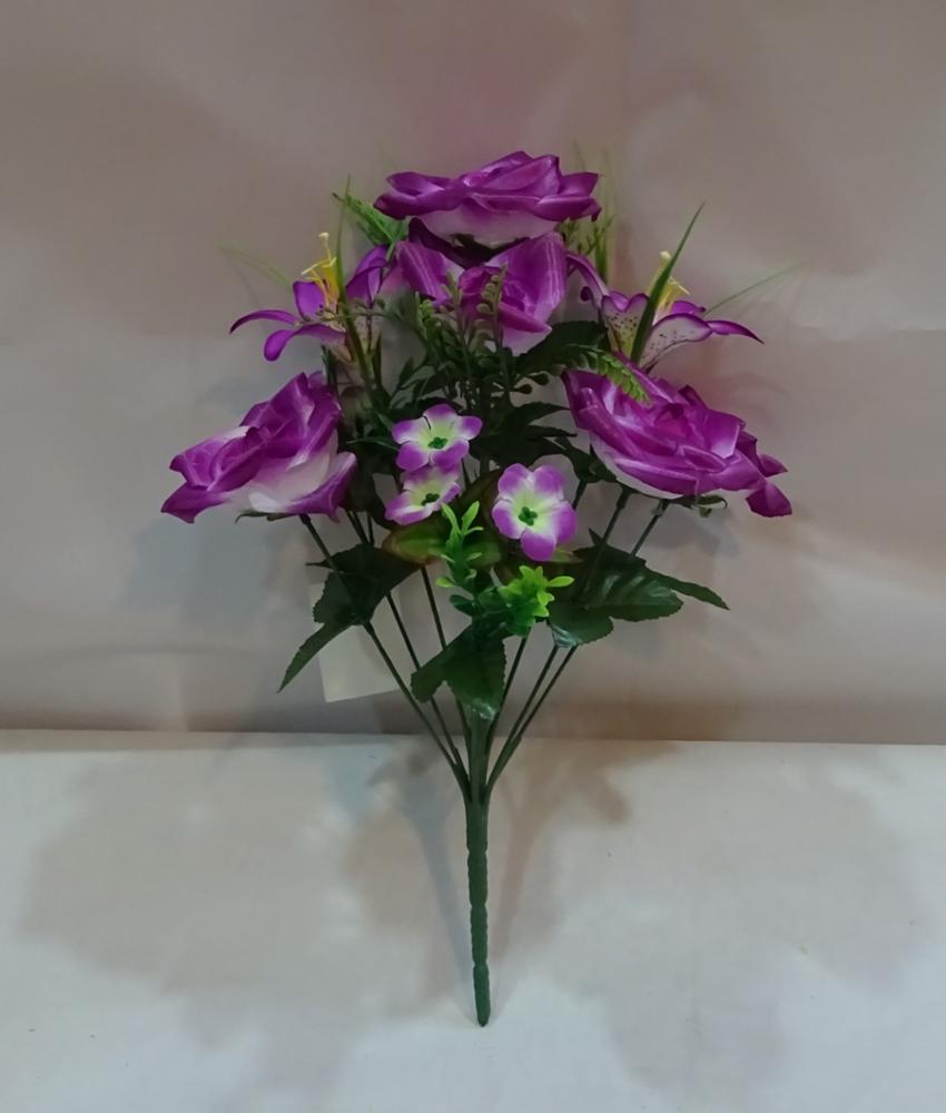 123HY020-10  10 heads purple China velvet rose flower bunch