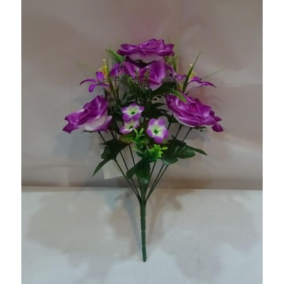 123HY020-10  10 heads purple China velvet rose flower bunch