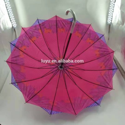 Fashion 21" Long Straight Umbrella 16 ribs 12K 14K